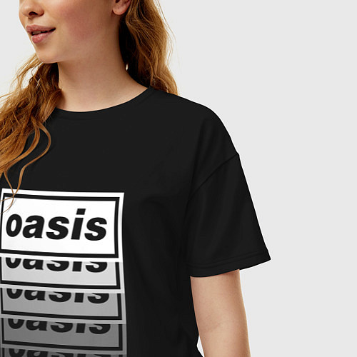 Женская футболка оверсайз Растворяющийся логотип OASIS / Черный – фото 3