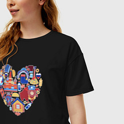 Футболка оверсайз женская Сердце Россия, цвет: черный — фото 2