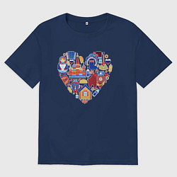 Женская футболка оверсайз Сердце Россия