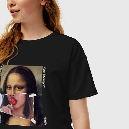 Женская футболка оверсайз Mona Lisa 202X modern / Черный – фото 3