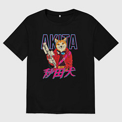 Футболка оверсайз женская Japanese Akita Inu, цвет: черный