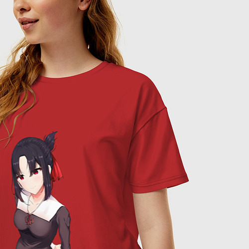 Женская футболка оверсайз Госпожа Кагуя Love is war Синомия / Красный – фото 3