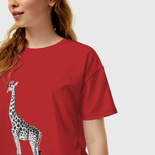 Женская футболка оверсайз Грация жирафа / Красный – фото 3