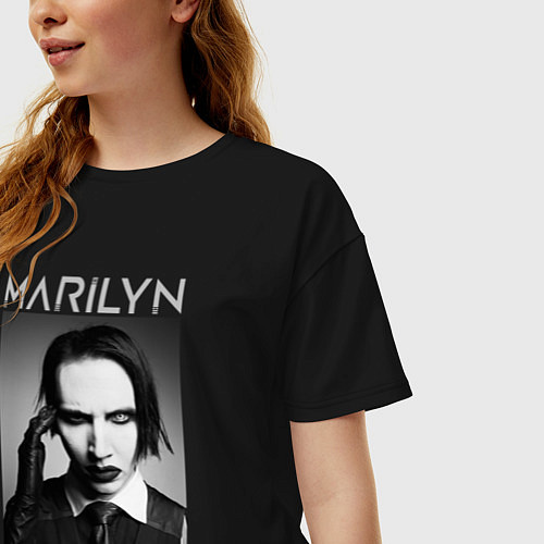 Женская футболка оверсайз Marilyn Manson фото / Черный – фото 3