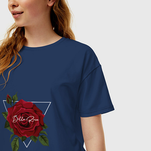 Женская футболка оверсайз Della Rosa / Тёмно-синий – фото 3