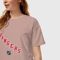 Футболка оверсайз женская New York Rangers NHL, цвет: пыльно-розовый — фото 2