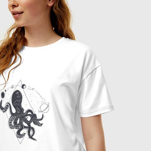 Женская футболка оверсайз Space Octopus / Белый – фото 3
