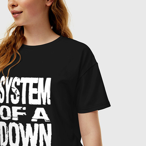 Женская футболка оверсайз System of a Down логотип / Черный – фото 3