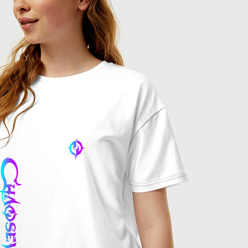 Женская футболка оверсайз Chaoseum Neon logo / Белый – фото 3