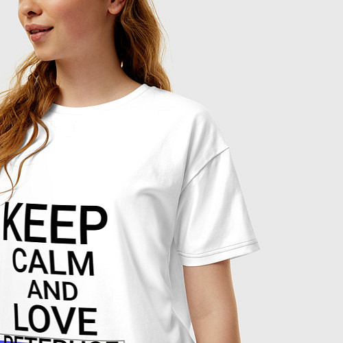 Женская футболка оверсайз Keep calm Peterhof Петергоф / Белый – фото 3