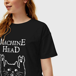 Футболка оверсайз женская Machine Head Рок кот, цвет: черный — фото 2