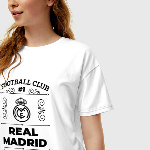 Женская футболка оверсайз Real Madrid: Football Club Number 1 Legendary / Белый – фото 3