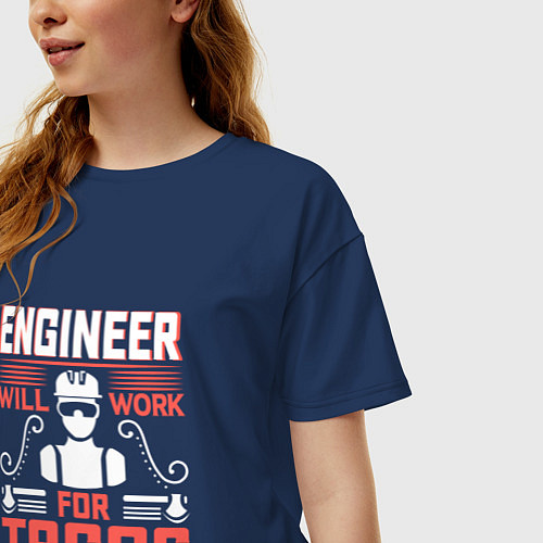 Женская футболка оверсайз Инженер, работаю за тако / Тёмно-синий – фото 3
