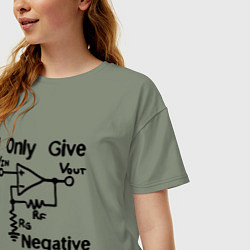 Футболка оверсайз женская Инженер - I only give negative feedback, цвет: авокадо — фото 2