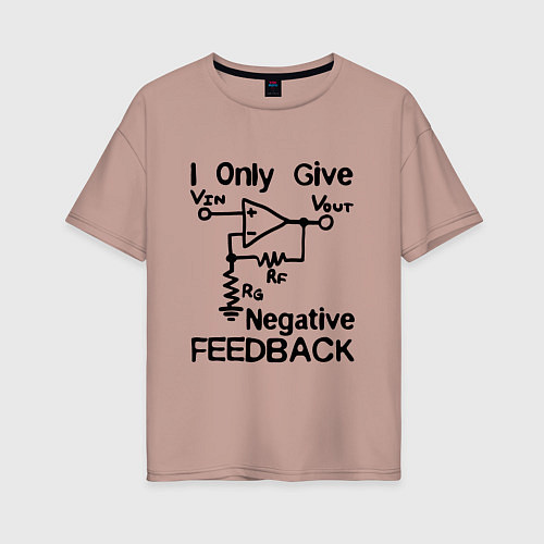 Женская футболка оверсайз Инженер - I only give negative feedback / Пыльно-розовый – фото 1