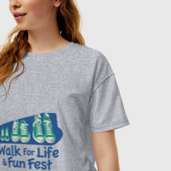 Футболка оверсайз женская WALK FOR LIFE FUN FEST, цвет: меланж — фото 2