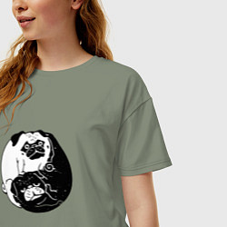 Футболка оверсайз женская Собачий Инь Янь, цвет: авокадо — фото 2