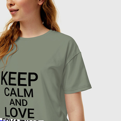 Женская футболка оверсайз Keep calm Fryazino Фрязино / Авокадо – фото 3