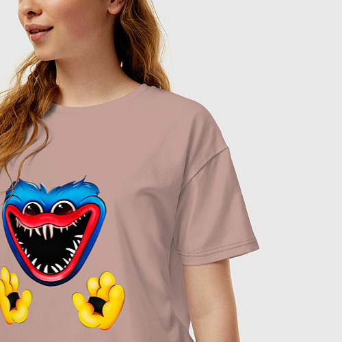 Женская футболка оверсайз POPPY PLAYTIME HAGGY WAGGY ПОППИ ПЛЕЙТАЙМ ИГРА / Пыльно-розовый – фото 3