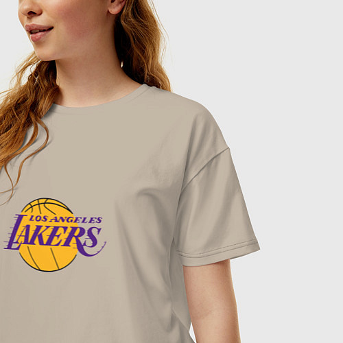 Женская футболка оверсайз Лос-Анджелес Лейкерс NBA / Миндальный – фото 3