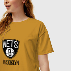 Футболка оверсайз женская Бруклин Нетс NBA, цвет: горчичный — фото 2