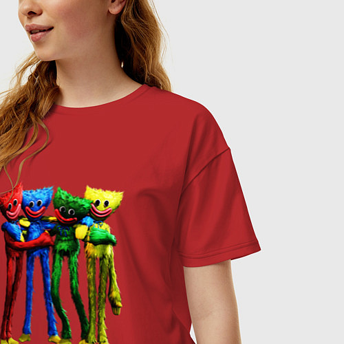 Женская футболка оверсайз GAME POPPY PLAYTIME Mini Huggies / Красный – фото 3