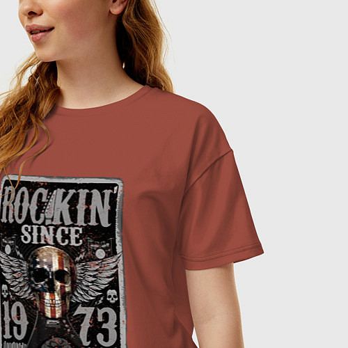 Женская футболка оверсайз Рокер с 1973 года / Кирпичный – фото 3