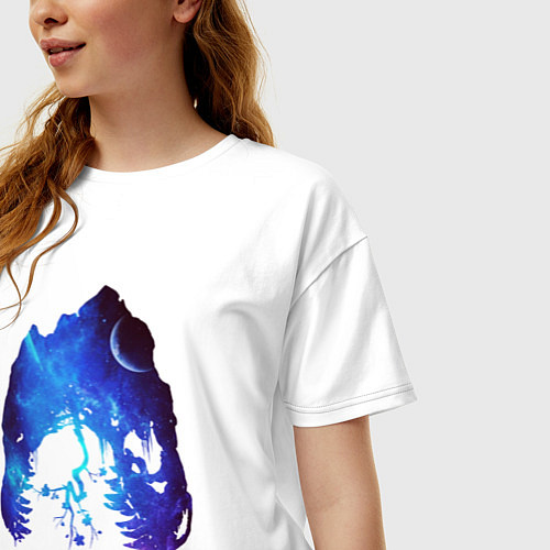 Женская футболка оверсайз Череп Тираннозавра Космос / Белый – фото 3