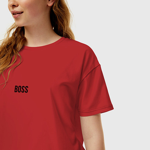 Женская футболка оверсайз Boss Black Text / Красный – фото 3