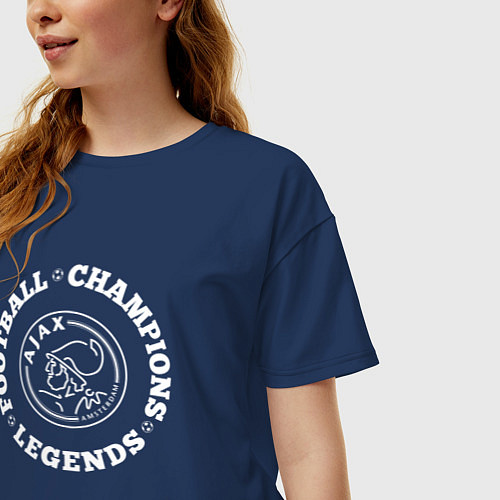 Женская футболка оверсайз Символ Ajax и надпись Football Legends and Champio / Тёмно-синий – фото 3