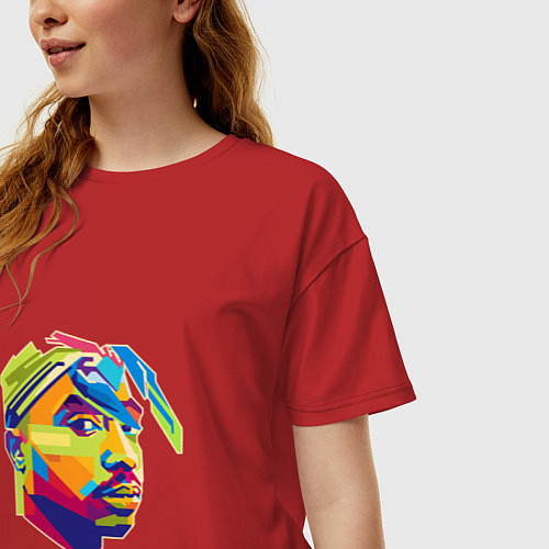Женская футболка оверсайз 2PAC Style / Красный – фото 3