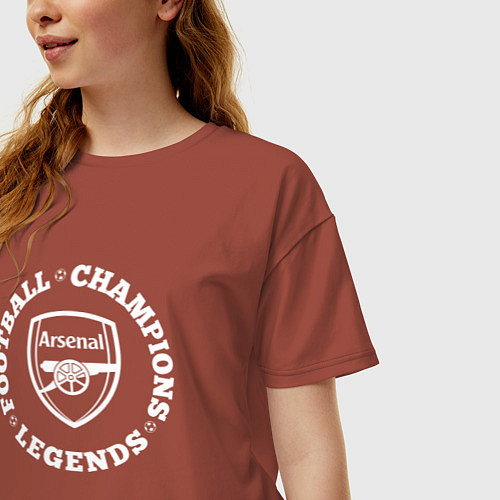 Женская футболка оверсайз Символ Arsenal и надпись Football Legends and Cham / Кирпичный – фото 3