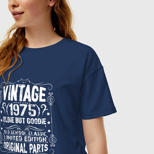 Женская футболка оверсайз Винтаж 1975 старое, но хорошее / Тёмно-синий – фото 3