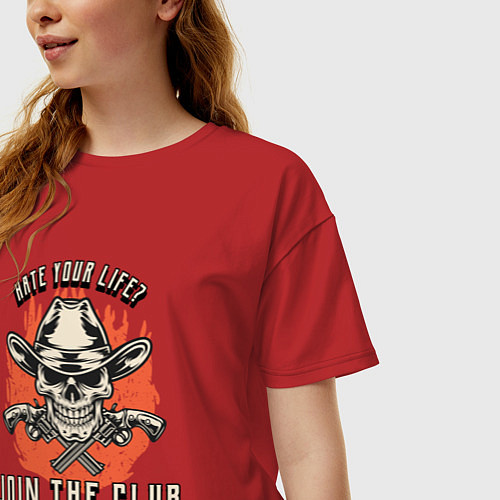 Женская футболка оверсайз Hate your life? Join the club / Красный – фото 3