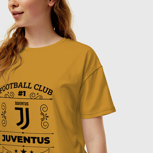 Женская футболка оверсайз Juventus: Football Club Number 1 Legendary / Горчичный – фото 3
