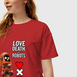 Футболка оверсайз женская Love Death and Robots Любовь Смерть Роботы, цвет: красный — фото 2