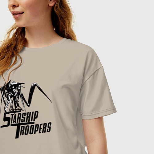 Женская футболка оверсайз Starship Troopers: Terran Command / Миндальный – фото 3