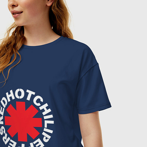 Женская футболка оверсайз Peppers - Logo / Тёмно-синий – фото 3