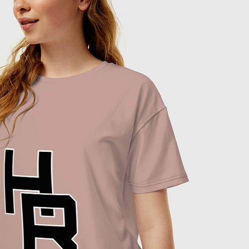 Женская футболка оверсайз HR плетение / Пыльно-розовый – фото 3