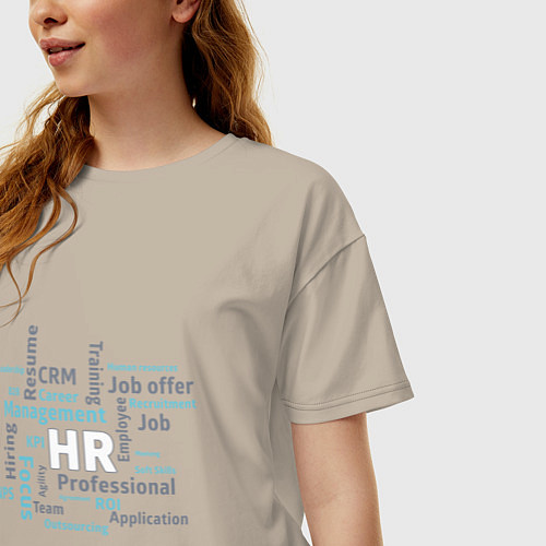 Женская футболка оверсайз HR terms / Миндальный – фото 3
