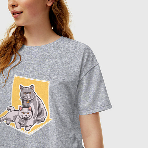 Женская футболка оверсайз Британская кошка Кошки / Меланж – фото 3