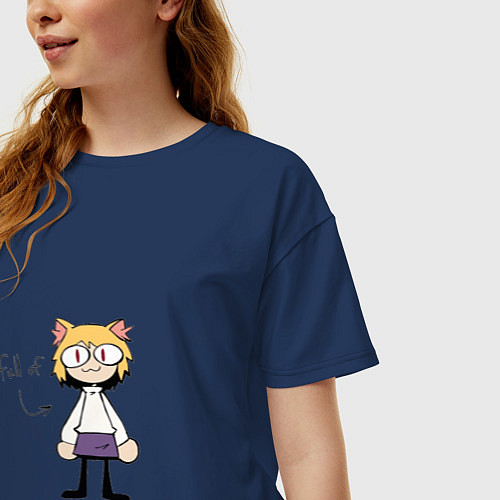 Женская футболка оверсайз Full of neco arc / Тёмно-синий – фото 3