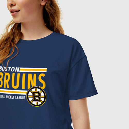 Женская футболка оверсайз NHL Boston Bruins Team / Тёмно-синий – фото 3