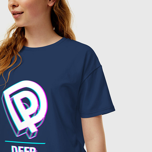 Женская футболка оверсайз Deep Purple Glitch Rock / Тёмно-синий – фото 3