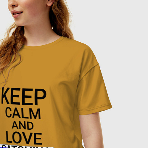 Женская футболка оверсайз Keep calm Gatchina Гатчина / Горчичный – фото 3