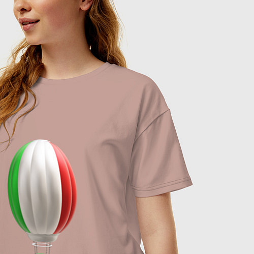 Женская футболка оверсайз 3d aerostat Italy flag / Пыльно-розовый – фото 3