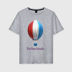 Футболка оверсайз женская 3d aerostat Netherlands flag, цвет: меланж