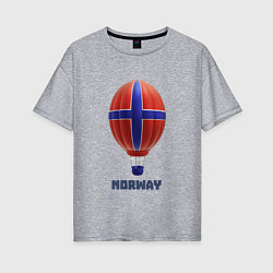 Футболка оверсайз женская 3d aerostat Norway flag, цвет: меланж