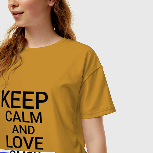Женская футболка оверсайз Keep calm Omsk Омск / Горчичный – фото 3