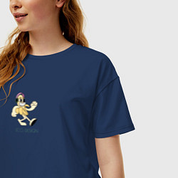 Футболка оверсайз женская ЭКО дизайн с бананом в стиле ретро, цвет: тёмно-синий — фото 2